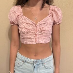 princess polly pink floral crop top